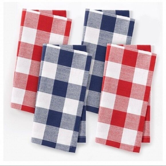 New! Patriotic Americana Stripes Stars Kitchen Table Linens Runner Napkins Set - Picture 7 of 13